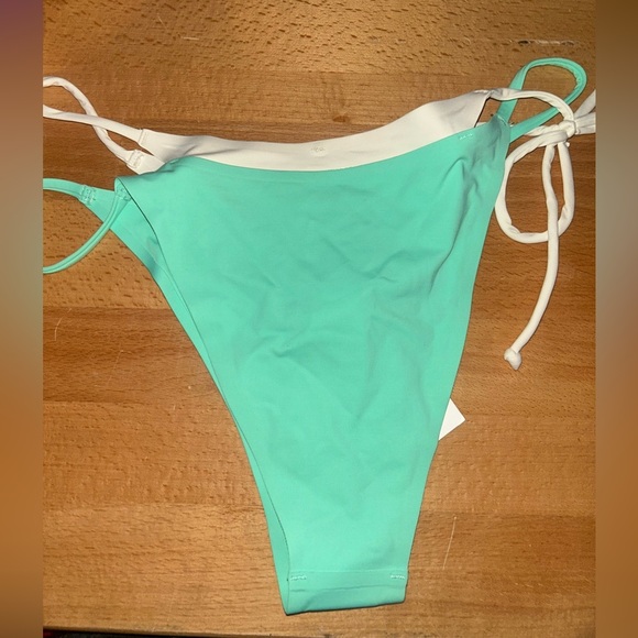 L*Space Bright Teal-Cream Seamless Mackena Bikini Bottom - Picture 5 of 6